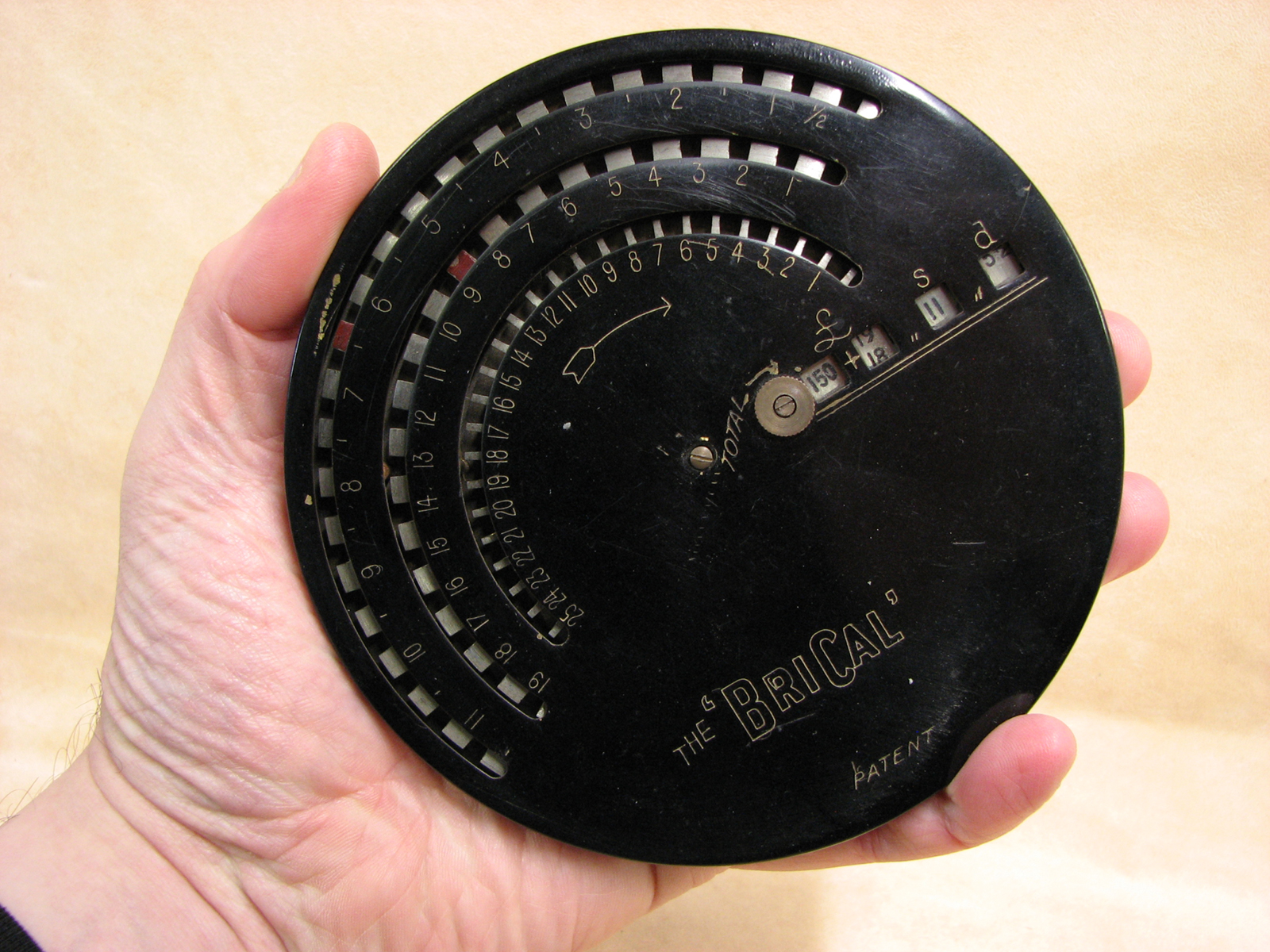 Early British Calculator Brical money calculating machine, circa 1910